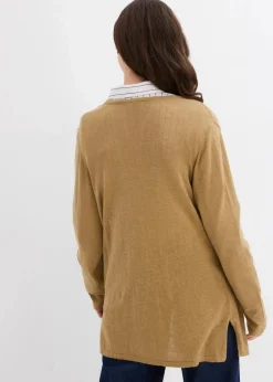 Strickjacke aus reiner leichter Baumwoll-Slub Qualität