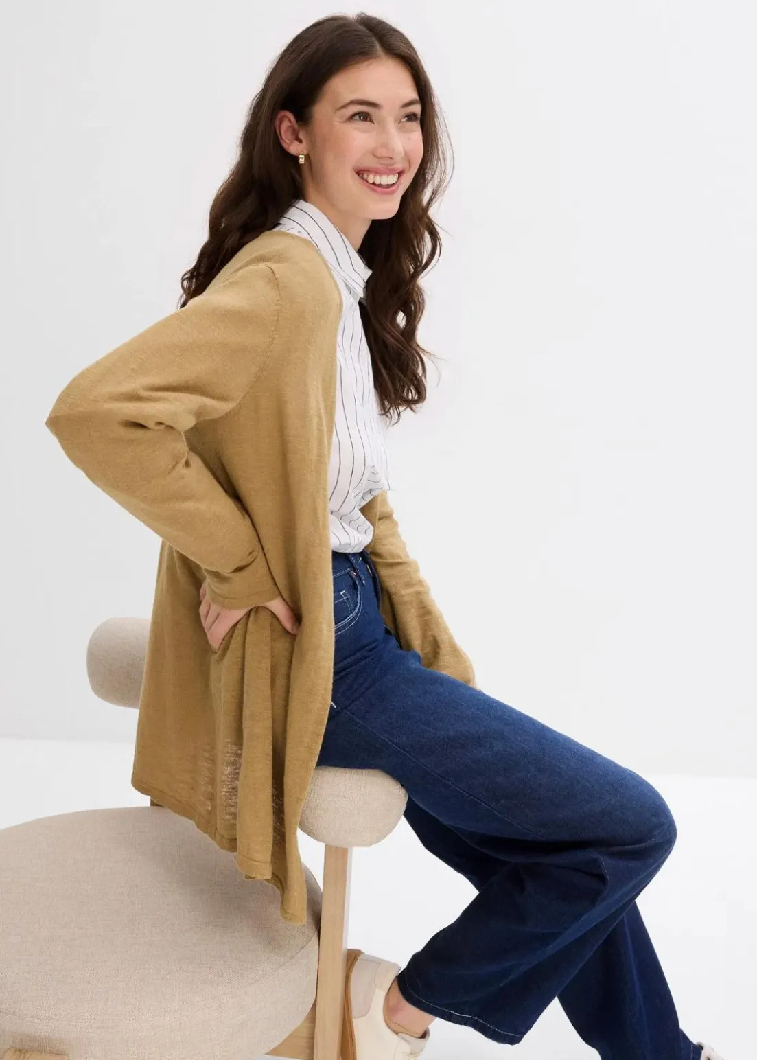 Strickjacke aus reiner leichter Baumwoll-Slub Qualität