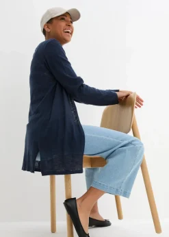 Strickjacke aus reiner leichter Baumwoll-Slub Qualität