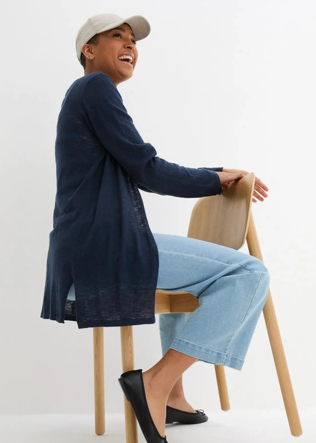 Strickjacke aus reiner leichter Baumwoll-Slub Qualität