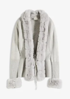 Strickjacke mit abnehmbarem Fellimitat