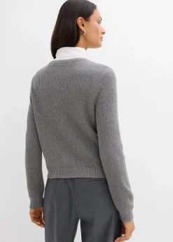 Strickjacke mit Zierknöpfen aus Woll-Mix