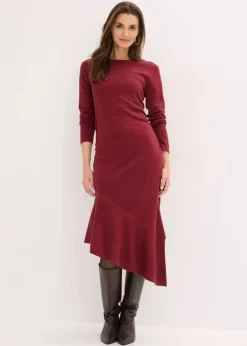 Strickkleid mit asymmetrischem Saum aus Baumwolle und Kaschmir