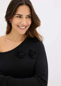 Strickkleid mit Blumen-Applikation