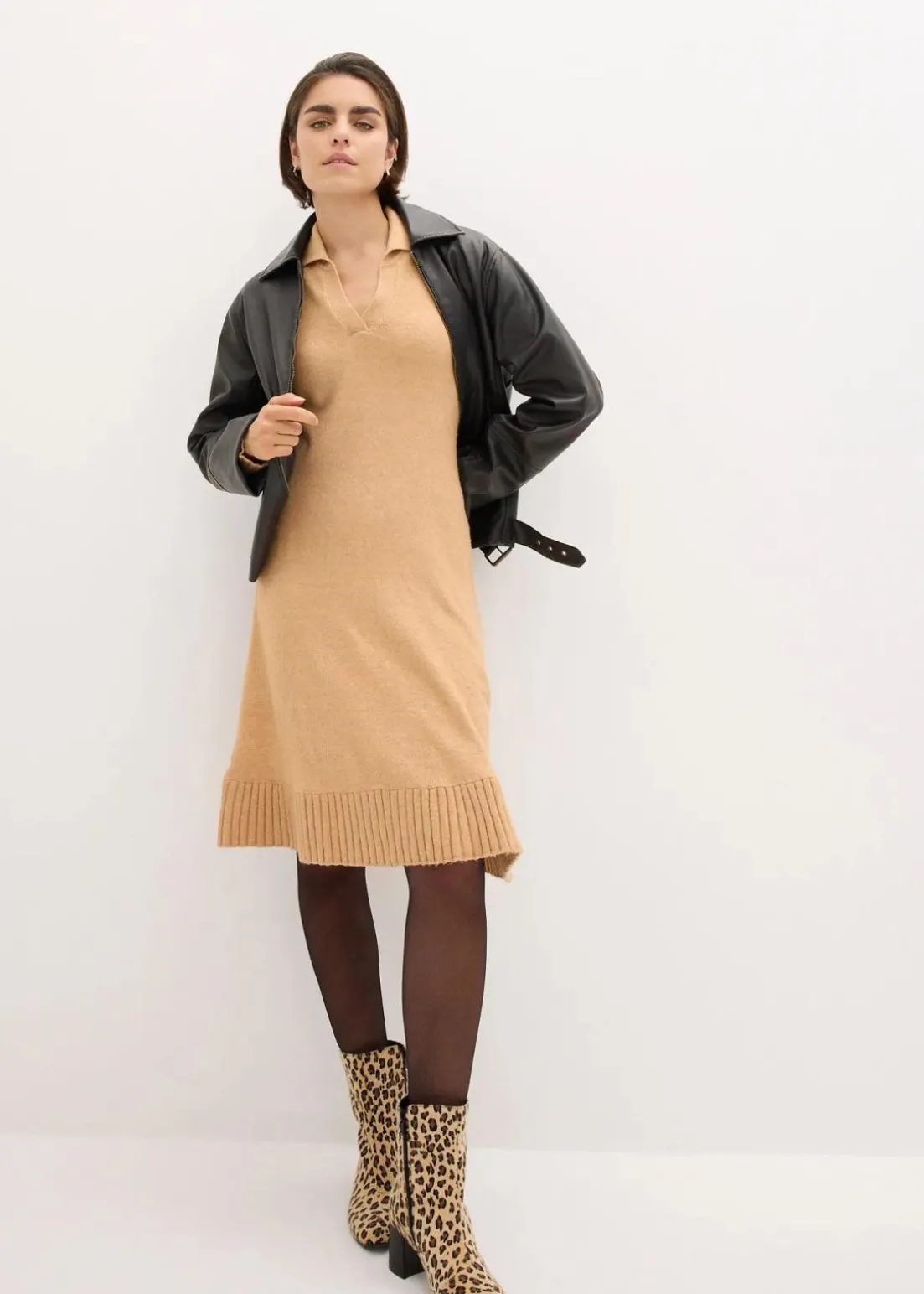 Strickkleid mit Polokragen