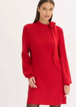 Strickkleid mit Schleife aus softem Viskose-Mix