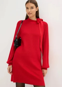 Strickkleid mit Schleife aus softem Viskose-Mix