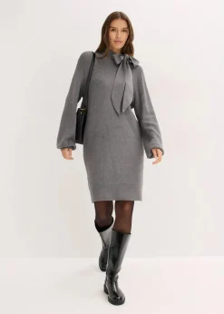 Strickkleid mit Schleife aus softem Viskose-Mix