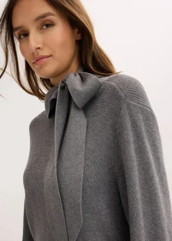 Strickkleid mit Schleife aus softem Viskose-Mix