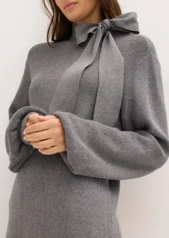 Strickkleid mit Schleife aus softem Viskose-Mix