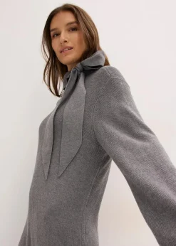 Strickkleid mit Schleife aus softem Viskose-Mix