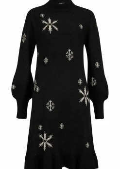 Strickkleid mit Schneeflocken-Print