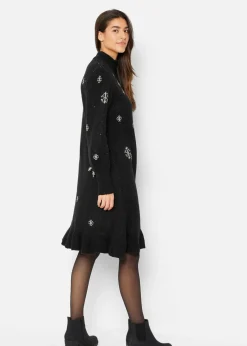 Strickkleid mit Schneeflocken-Print