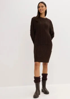 Strickkleid mit Zopfmuster