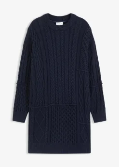 Strickkleid mit Zopfmuster