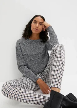 Strick-Pullover mit Rundhals-Ausschnitt in Melange