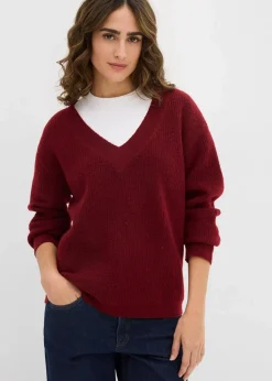 Strickpullover mit tiefem V-Ausschnitt