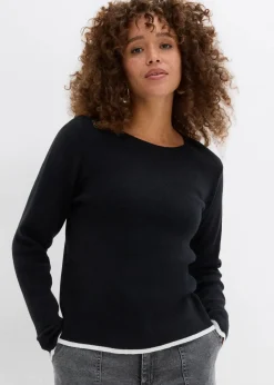 Strickshirt mit Kontrastsaum