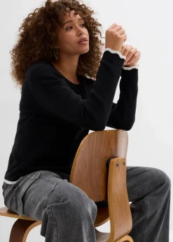 Strickshirt mit Kontrastsaum