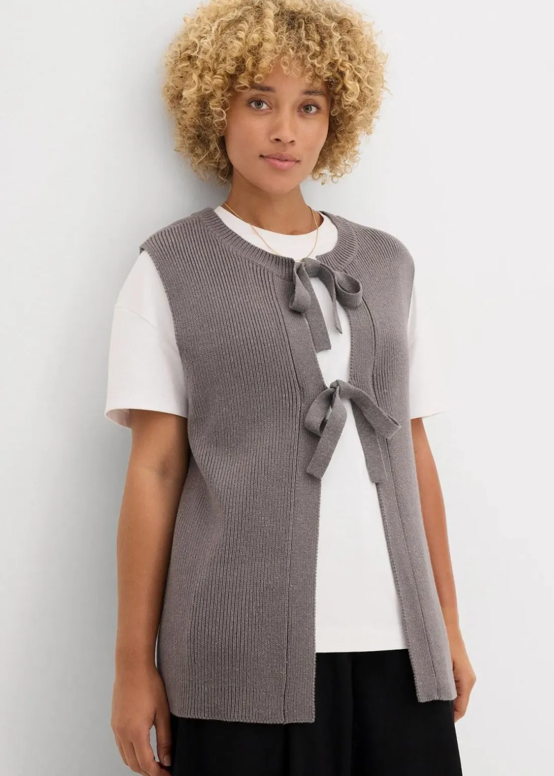 Strick-Weste aus Baumwoll-Mix
