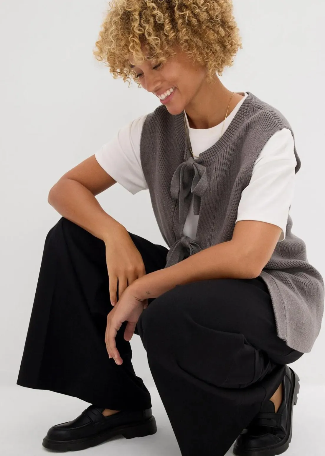 Strick-Weste aus Baumwoll-Mix