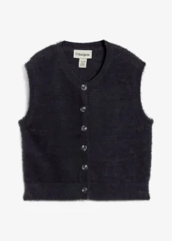 Strick-Weste aus Federgarn-Viskose-Mix