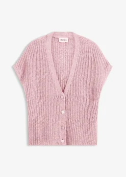 Strick-Weste mit dekorativen Knöpfen und Wollanteil