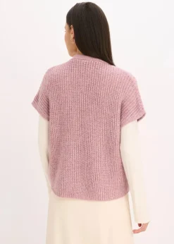 Strick-Weste mit dekorativen Knöpfen und Wollanteil