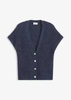 Strick-Weste mit dekorativen Knöpfen und Wollanteil