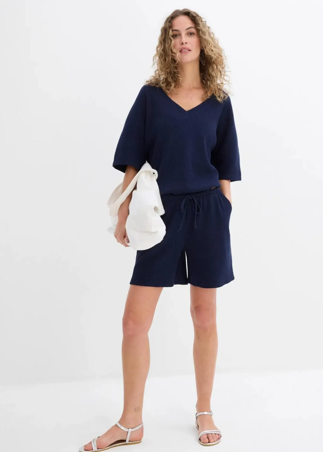 Strukturshorts aus reiner Baumwolle