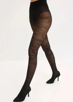 Strumpfhose mit floralem Netzmuster