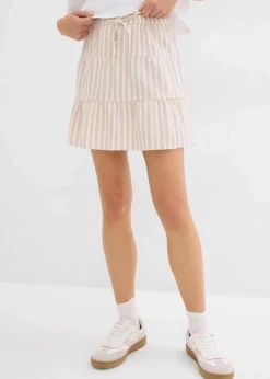 Stufenrock aus luftigem Leinen-Mix