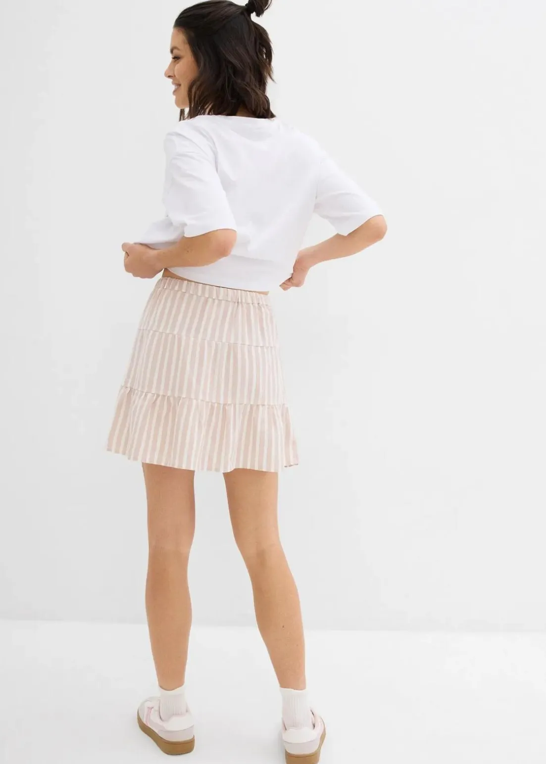 Stufenrock aus luftigem Leinen-Mix