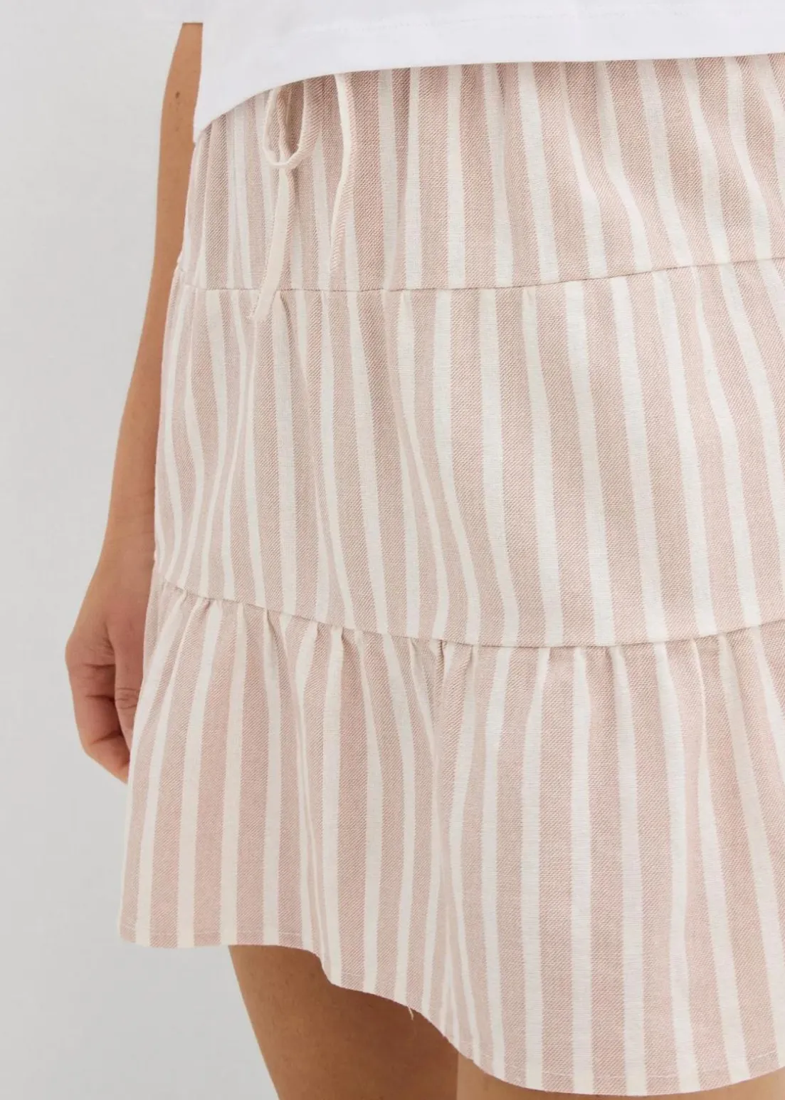 Stufenrock aus luftigem Leinen-Mix