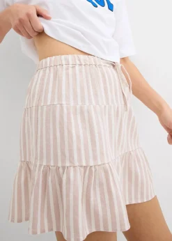 Stufenrock aus luftigem Leinen-Mix