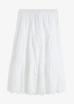 Stufenrock mit Lochstickerei