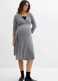 Superweiches Umstands- und Stillstrickkleid mit 3/4 Ärmeln