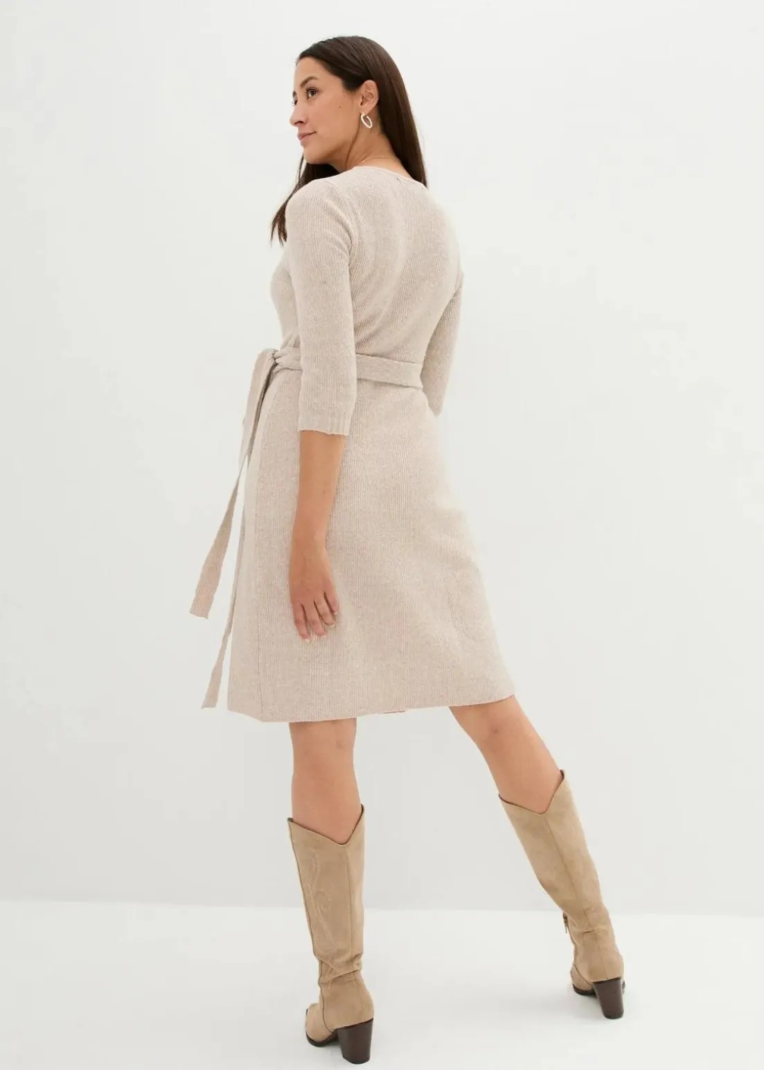 Superweiches Umstands- und Stillstrickkleid mit 3/4 Ärmeln