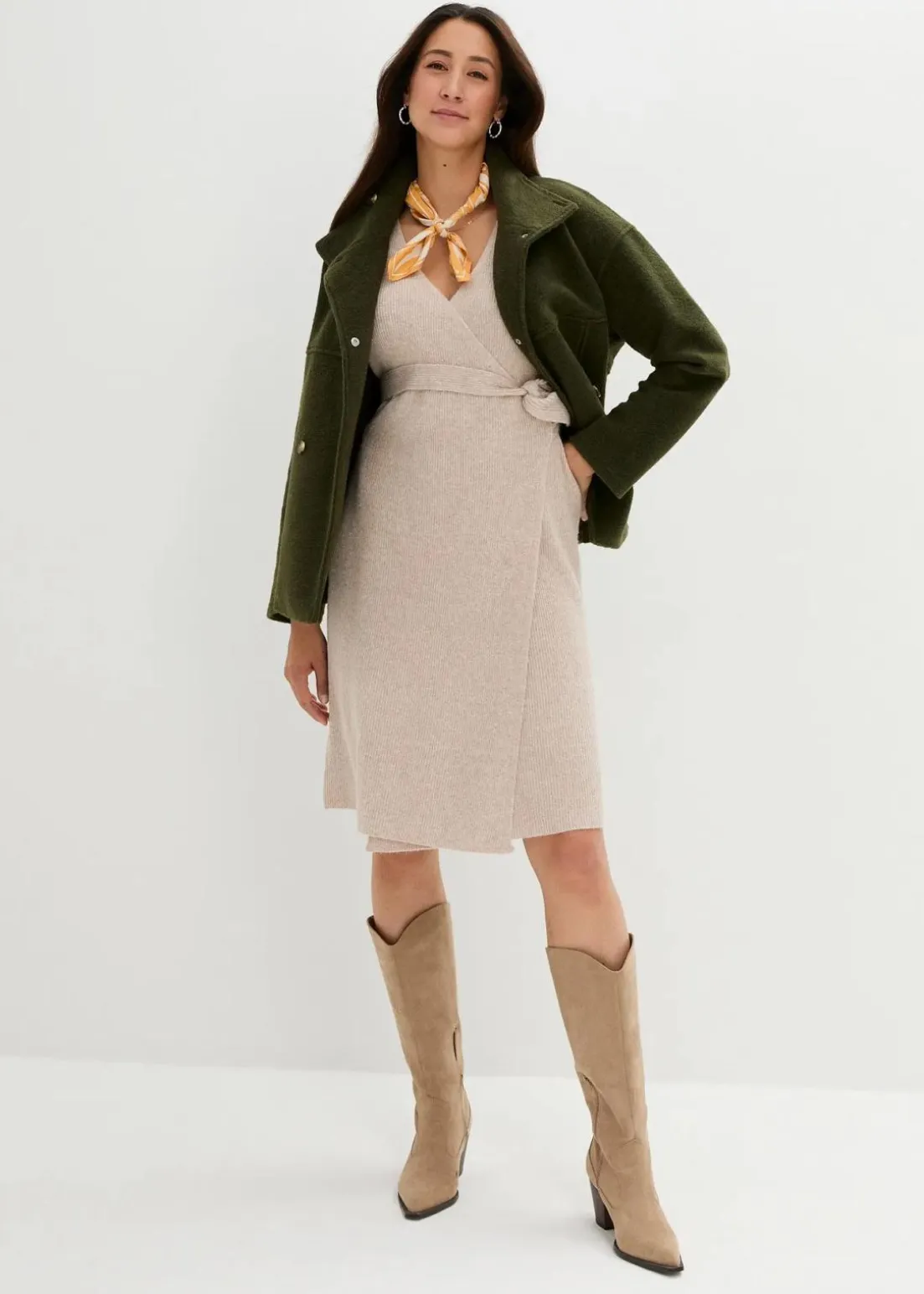 Superweiches Umstands- und Stillstrickkleid mit 3/4 Ärmeln