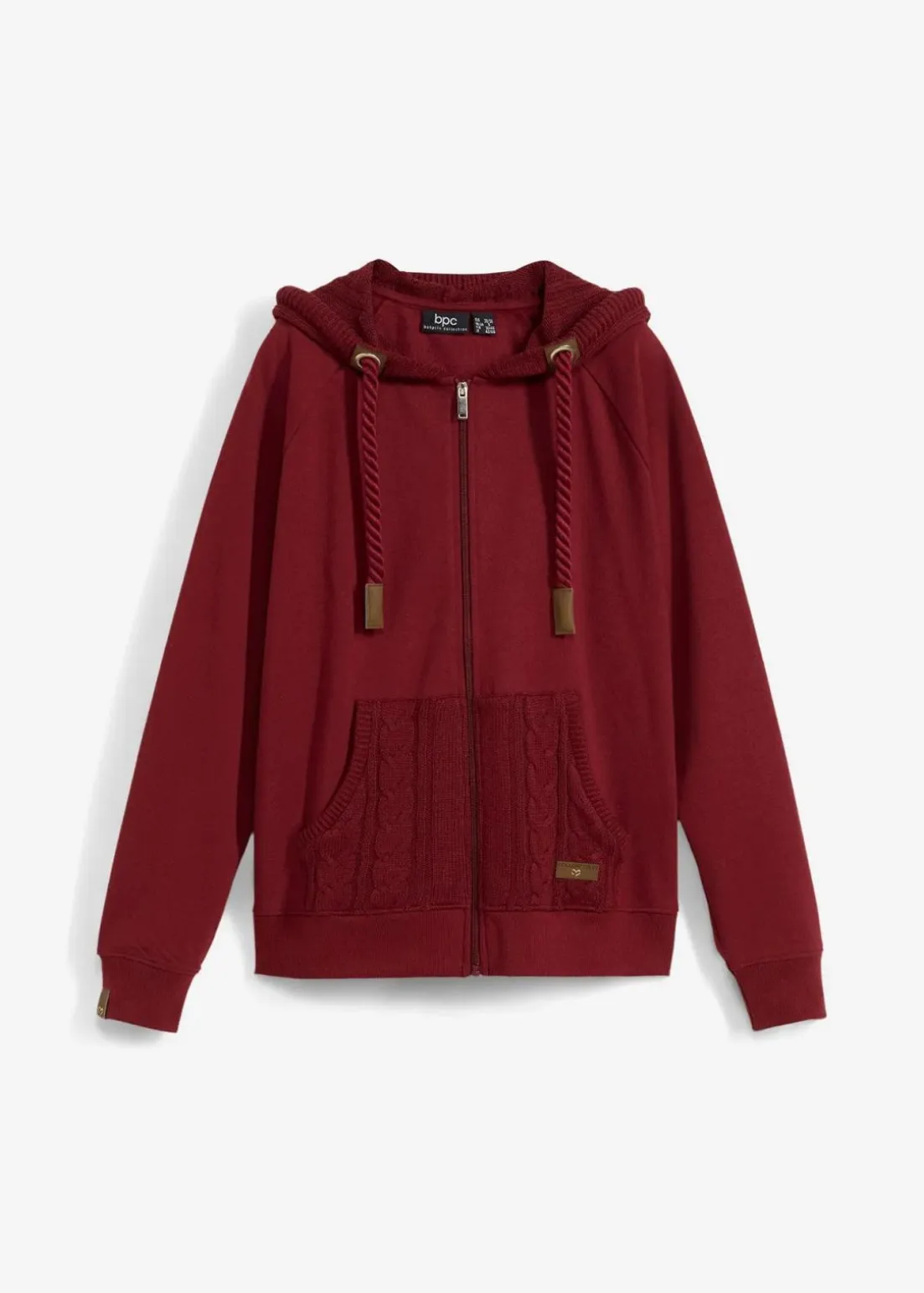 Sweatjacke mit Strickkapuze und Tasche