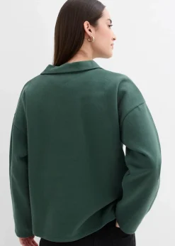 Sweatshirt mit gestricktem Polokragen aus Bio-Baumwolle