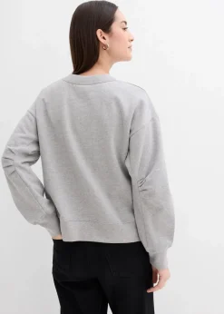Sweatshirt mit weitem Ripp-Kragen aus Bio-Baumwolle