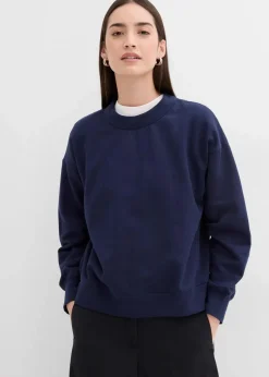 Sweatshirt mit weitem Ripp-Kragen aus Bio-Baumwolle
