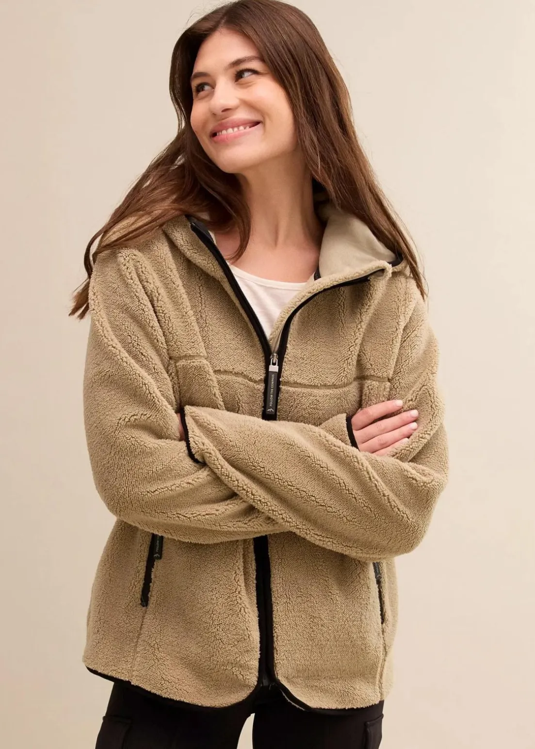 Teddy-Fleece Jacke mit Kapuze