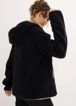 Teddy-Fleece Jacke mit Kapuze
