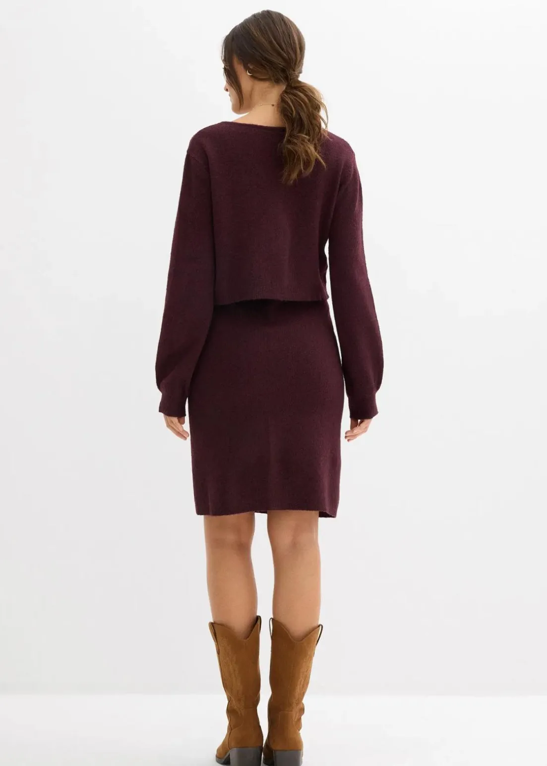 2-teiliges Umstands-Strickset aus Pullover und Rock