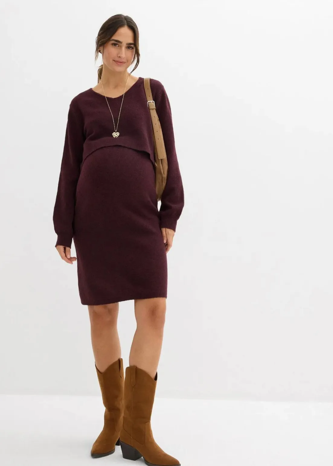 2-teiliges Umstands-Strickset aus Pullover und Rock