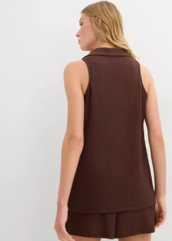 Top aus strukturiertem Crêpe