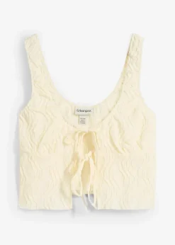 Top mit Schnürung in Struktur Optik