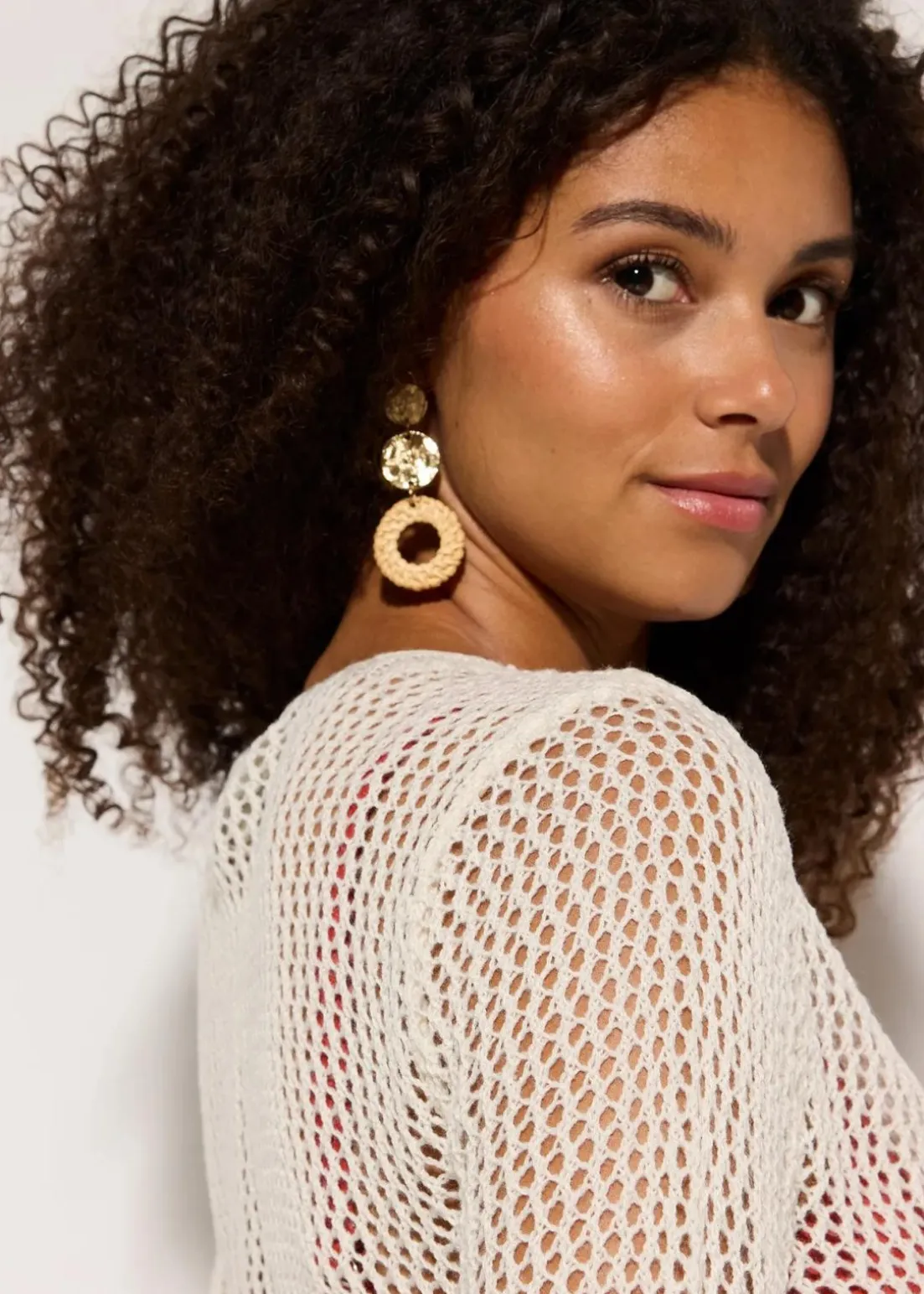 Transparente Strand Ajour-Strickjacke